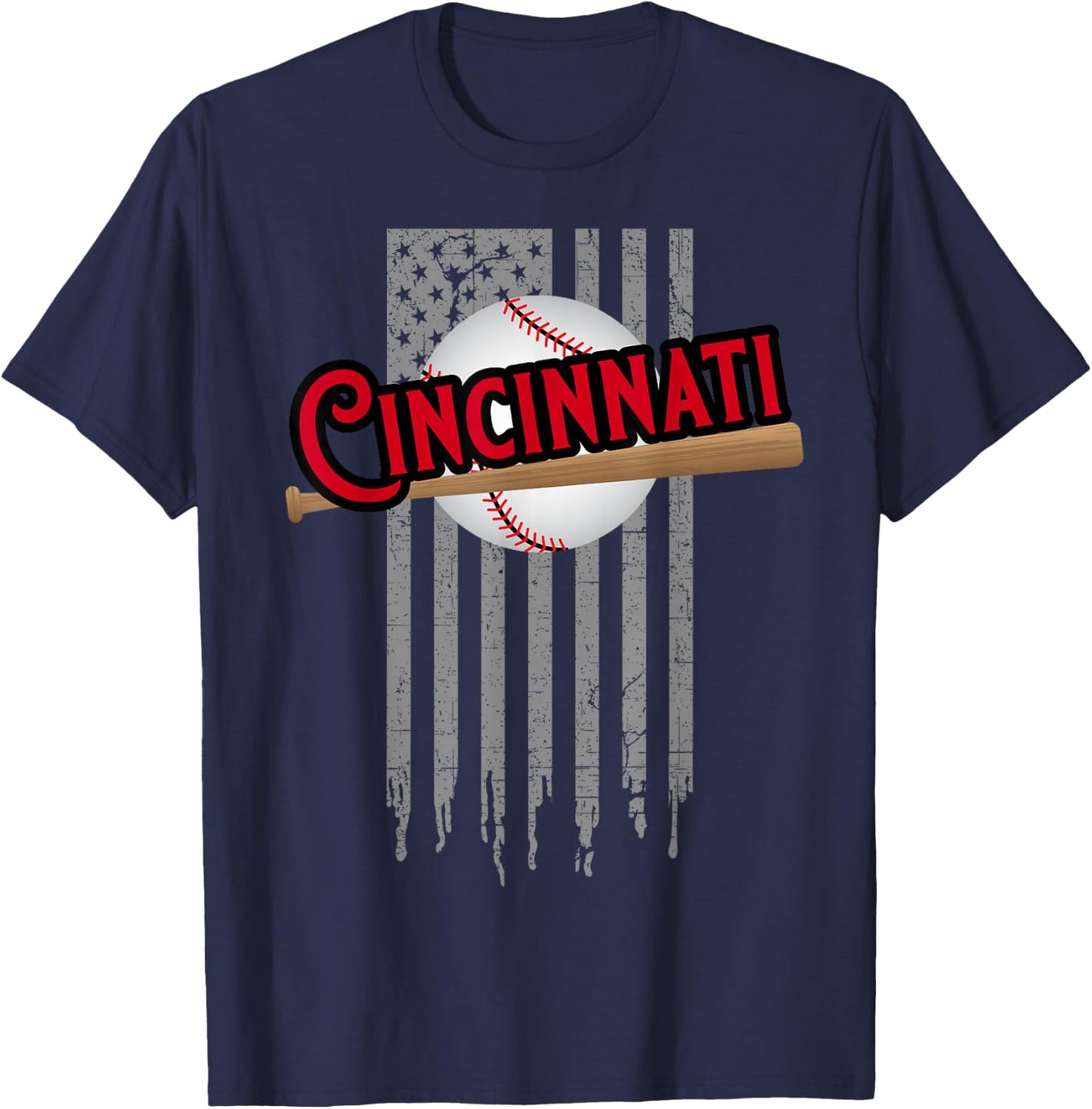 Cincinnati OH USA Flag The Queens Chip City Basic Cincy T-Shirt - T-Shirt | Navy