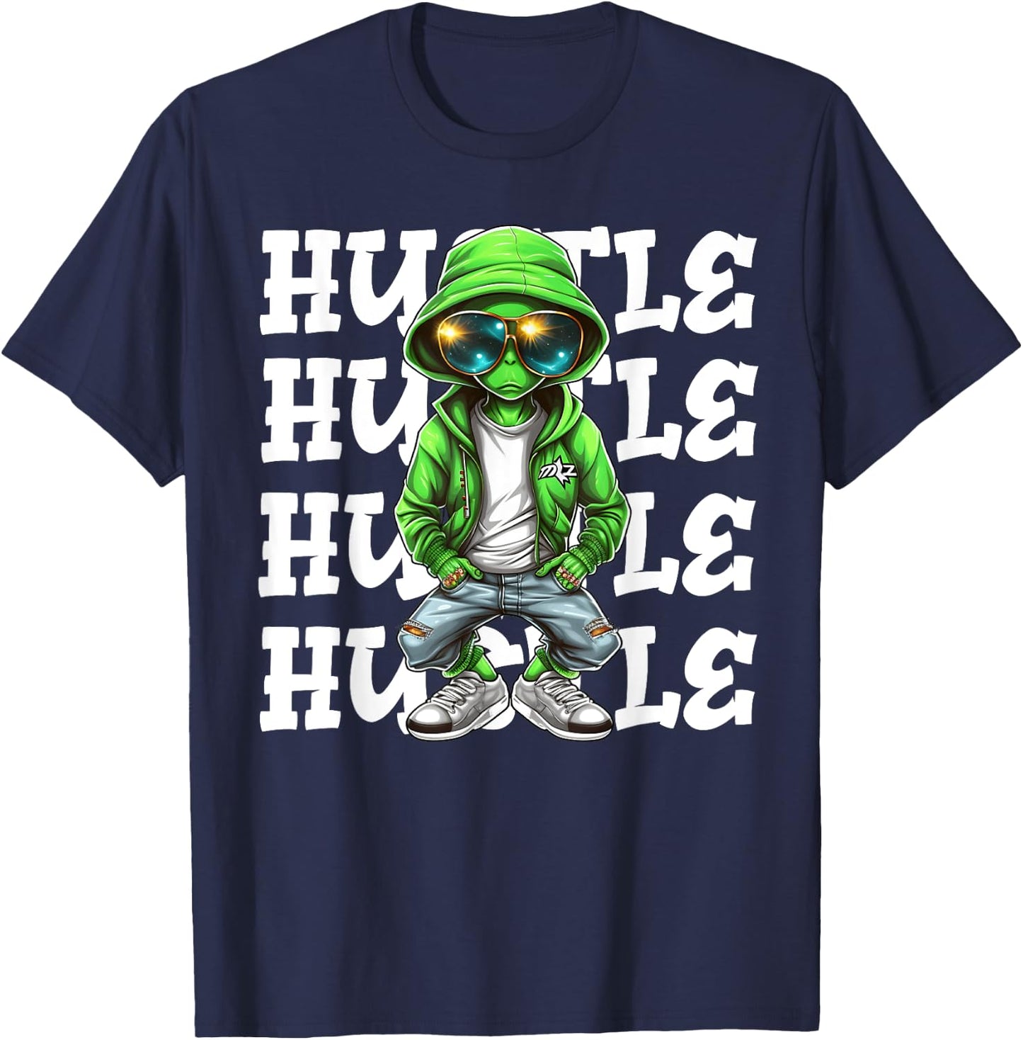 Hip Hop Alien Hustle Money Urban UFO Alien Streetwear Hiphop T-Shirt - T-Shirt | Navy