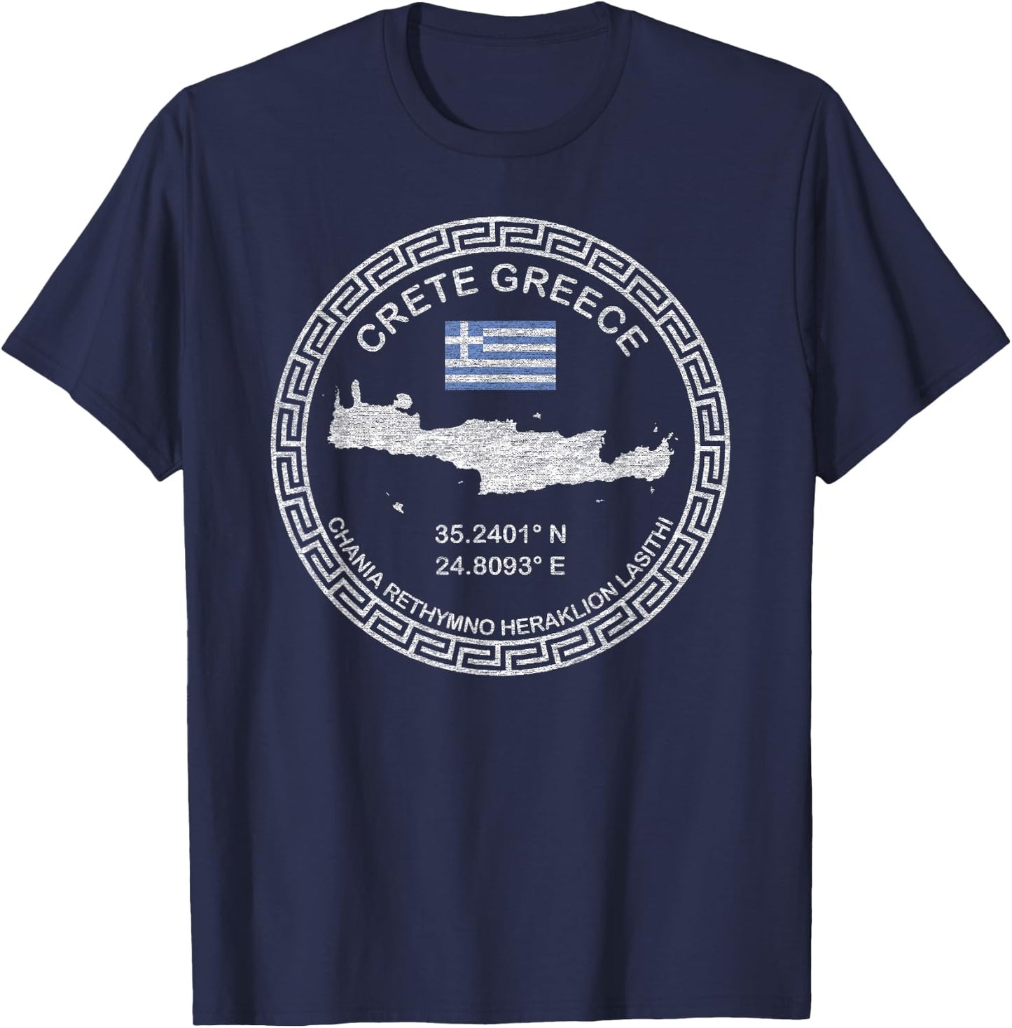 Crete Greece Chania Heraklion Rethymno Lasithi Crete T-Shirt - T-Shirt | Navy