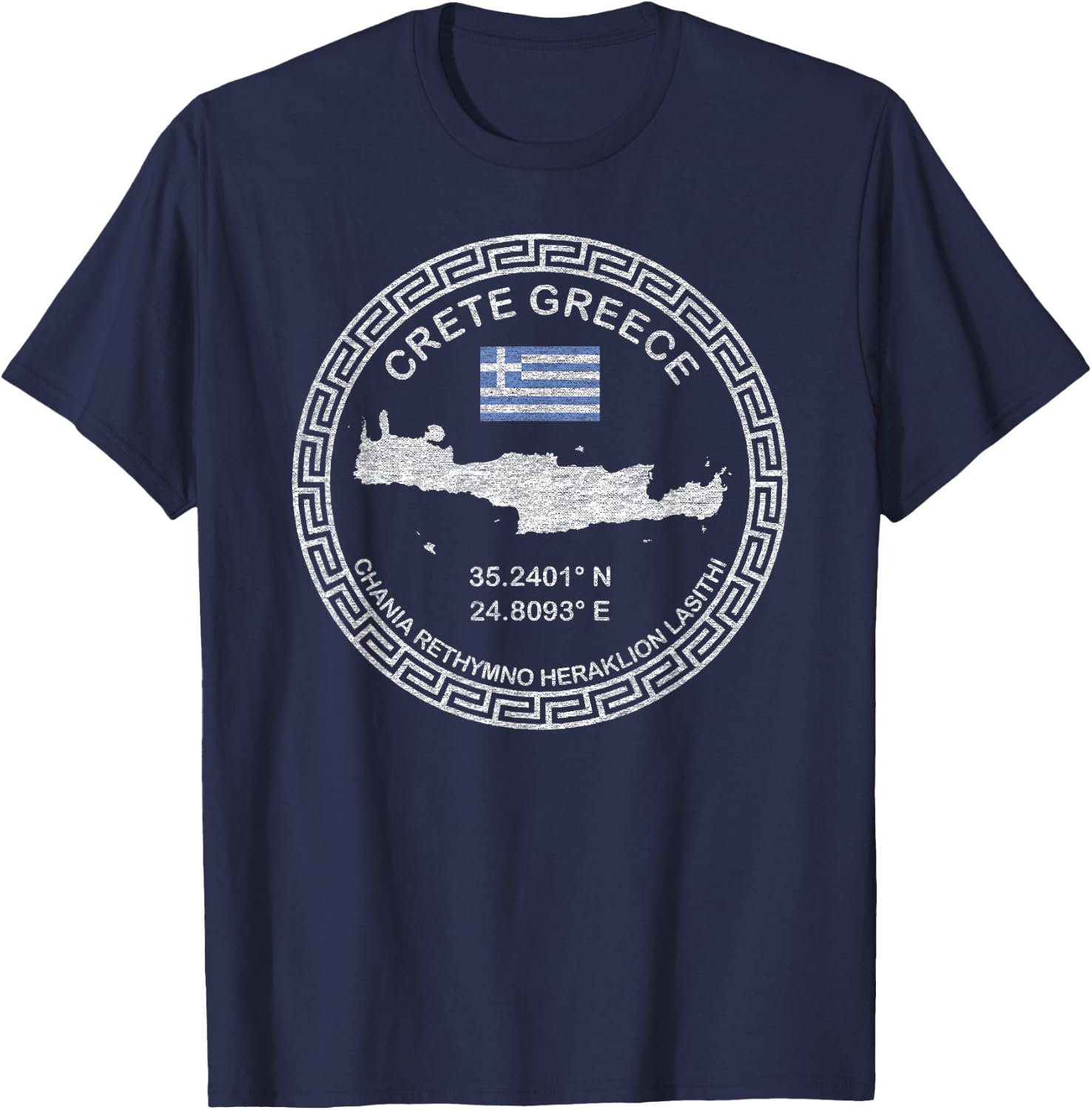 Crete Greece Chania Heraklion Rethymno Lasithi Crete T-Shirt - T-Shirt | Navy