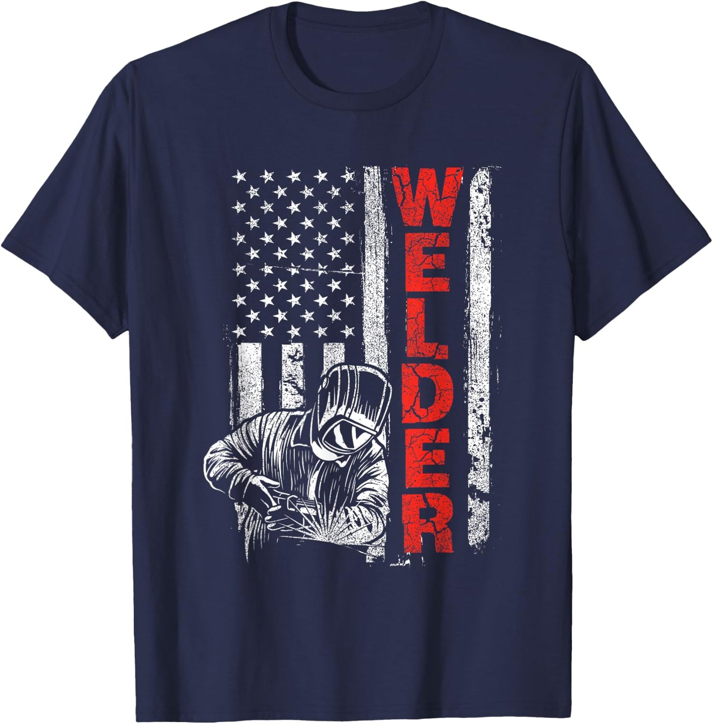 Welder - USA American Welding Worker Metalworking Lover Small T-Shirt - T-Shirt | Navy