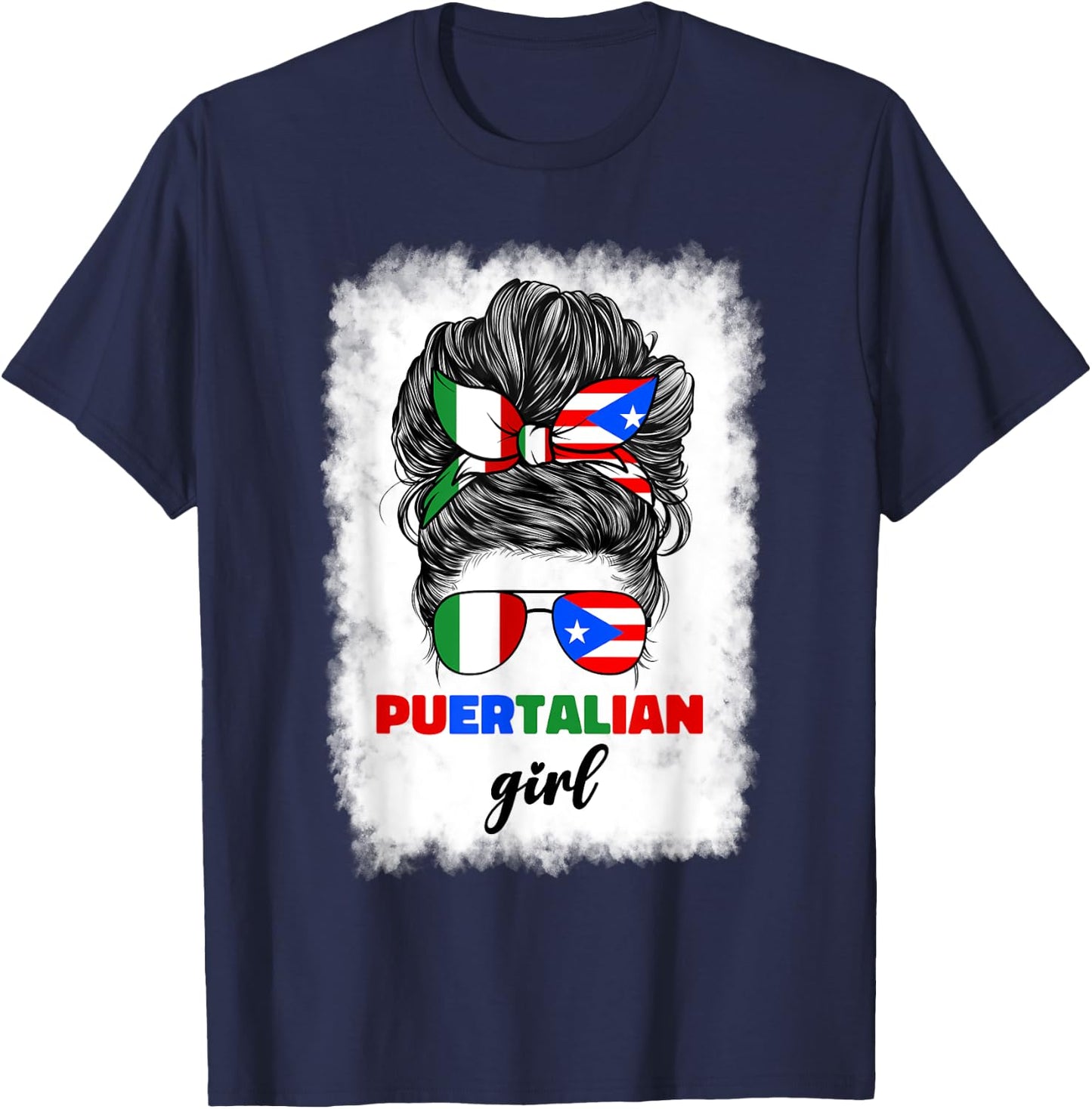 Half Italian And Puerto Rican Rico Italy Flag Girl T-Shirt - T-Shirt | Navy