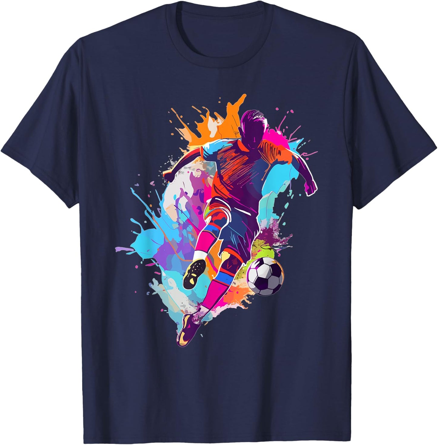 Soccer player Paint splash T-Shirt - T-Shirt | Navy