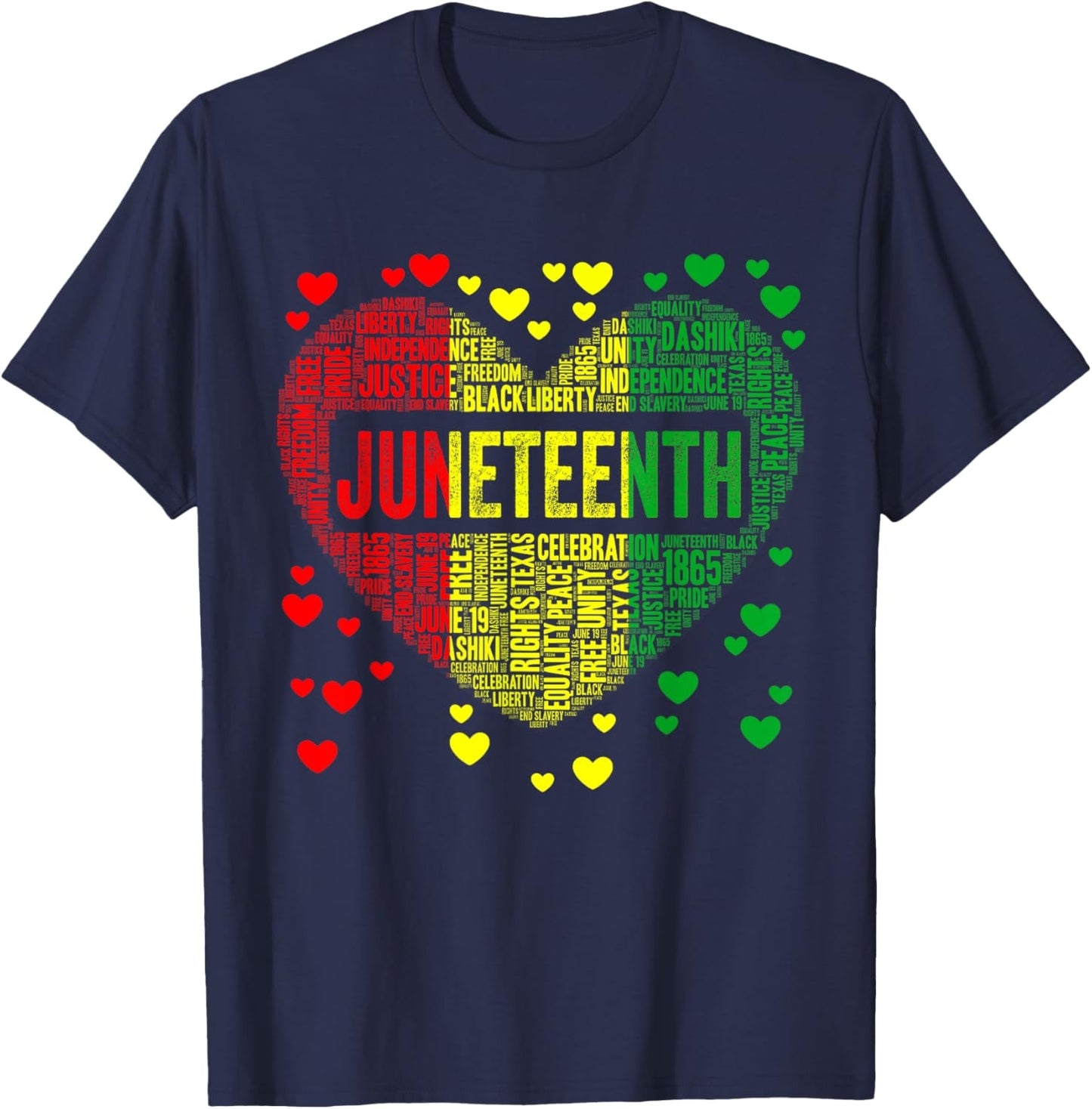 Black History Heart Juneteenth Melanin African American T-Shirt - T-Shirt | Navy