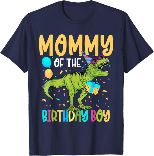 Mommy of The Birthday Boy Family Matching Dinosaur Squad T-Shirt - T-Shirt | Navy