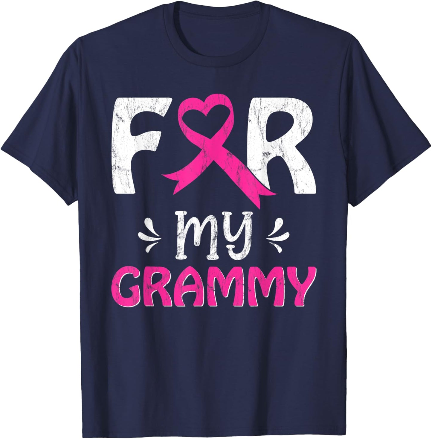 Pink Ribbon For My Grammy Breast Cancer Awareness Day T-Shirt - T-Shirt | Navy