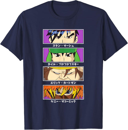 South Park Four Block Anime Character Eyes Cartoon T-Shirt - T-Shirt | Navy