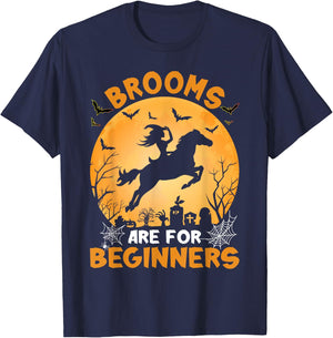 Brooms Are For Beginners Witch Halloween T-Shirt - T-Shirt | Navy