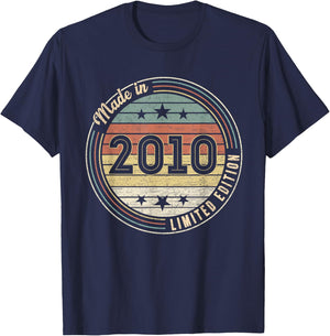 Made In 2010 15th Year Old Birthday Gifts Limited Edition T-Shirt - T-Shirt | Navy