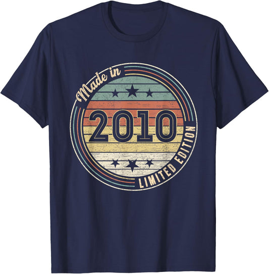 Made In 2010 15th Year Old Birthday Gifts Limited Edition T-Shirt - T-Shirt | Navy