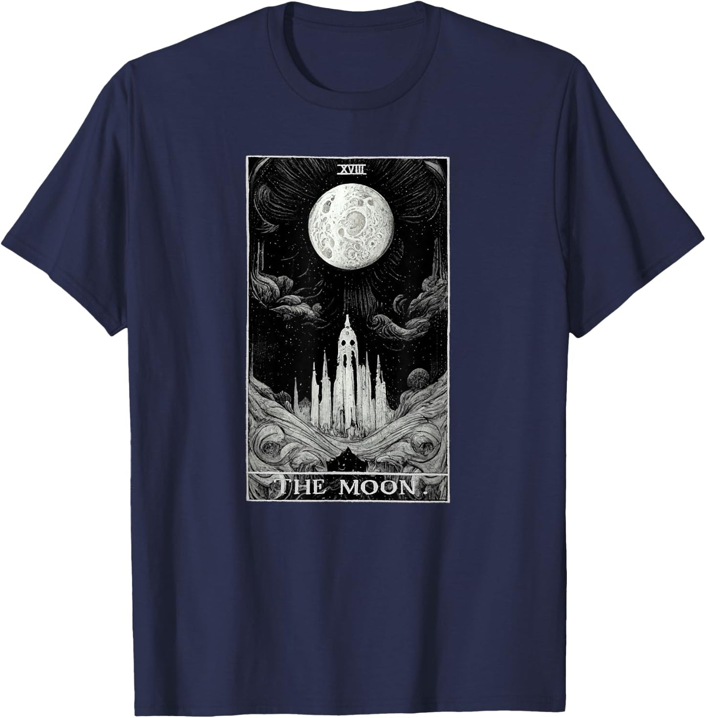 Occult The Moon Tarot Card Witchcraft Vintage Gothic T-Shirt - T-Shirt | Navy