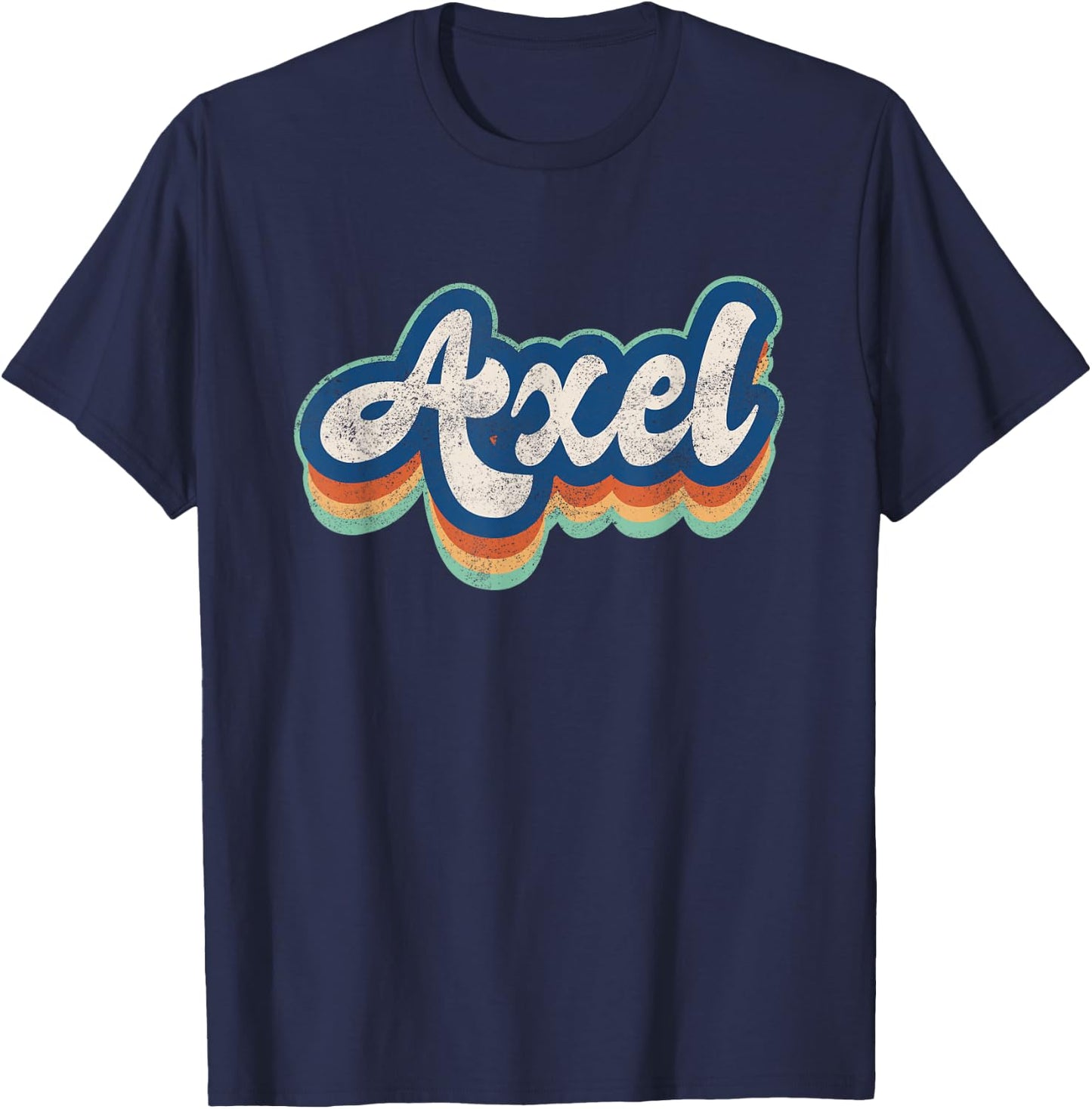 Axel First Name Boy Vintage Style 70s 80s Personalized T-Shirt - T-Shirt | Navy