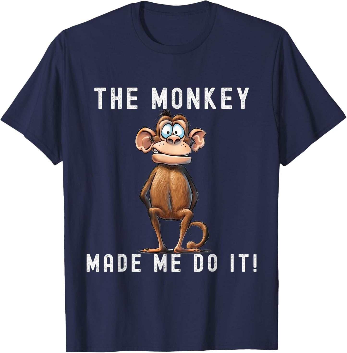Playful Primate Shenanigans - "The Monkey Made Me Do It!" T-Shirt - T-Shirt | Navy