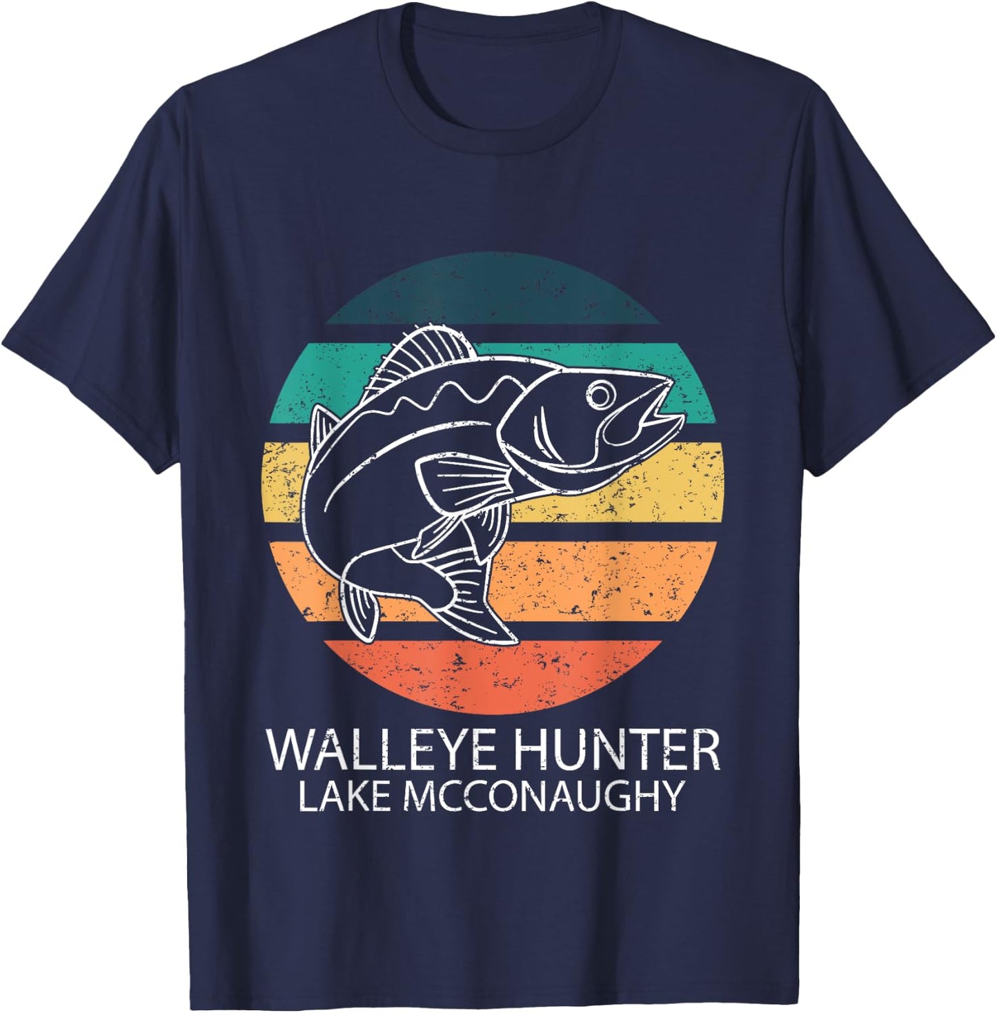 Walleye Hunter Lake Mcconaughy T-Shirt - T-Shirt | Navy