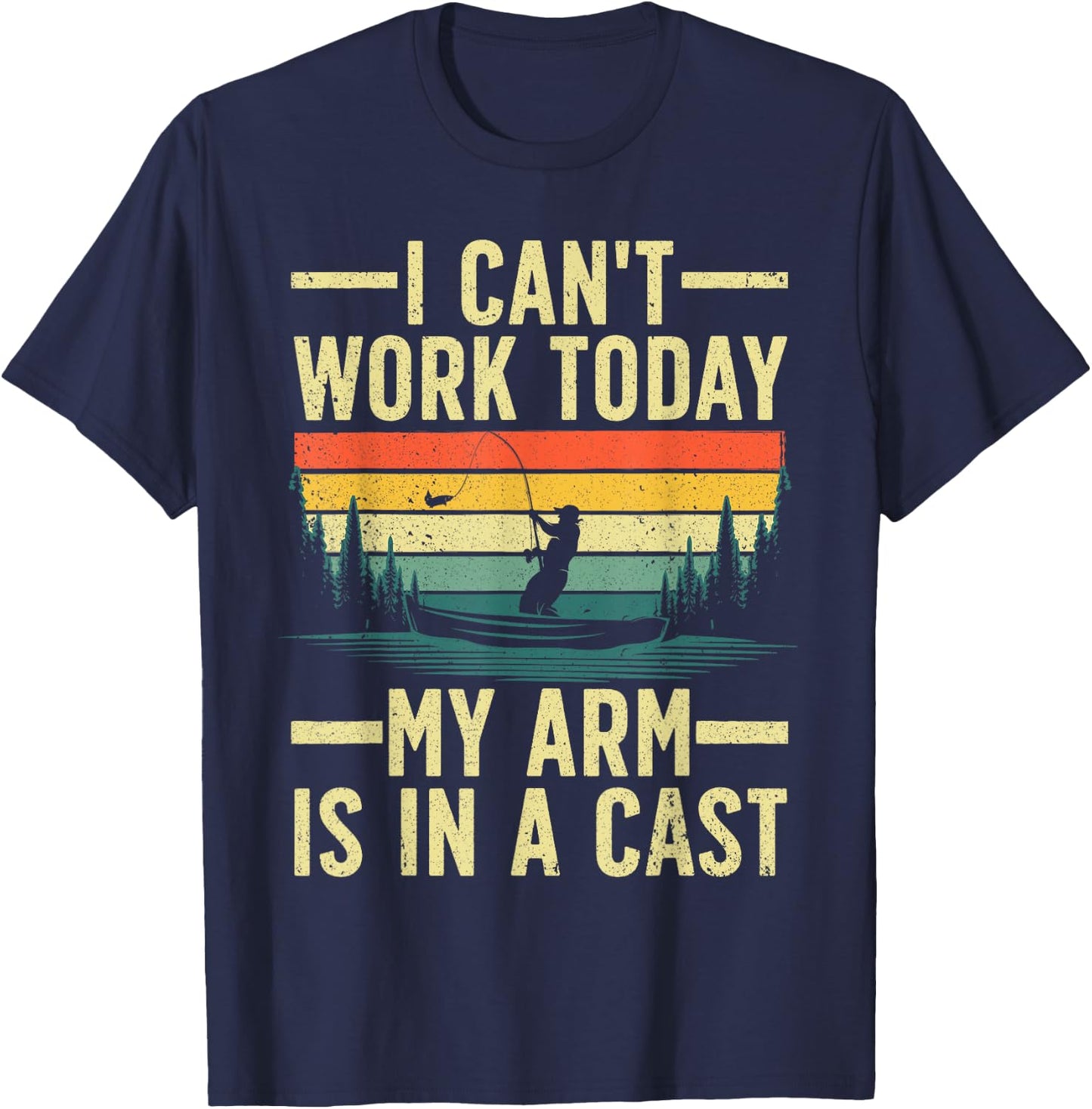 Funny Fishing Women Fisherman Arm Cast Fish Hunting T-Shirt - T-Shirt | Navy