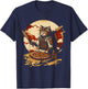 Japanese Sunset Samurai Cat Eat Pizza Anime Ninja Kitten Women T-Shirt - T-Shirt | Navy