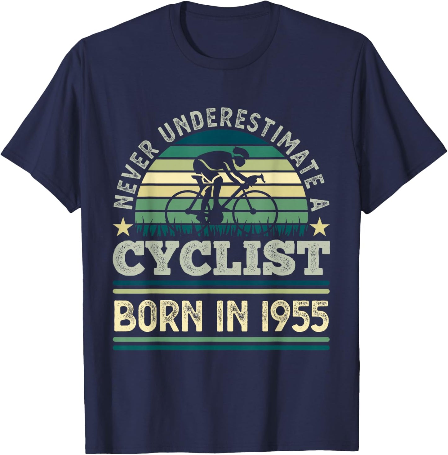 Cyclist born in 1955 70th Birthday Cycling Bicycle T-Shirt - T-Shirt | Navy