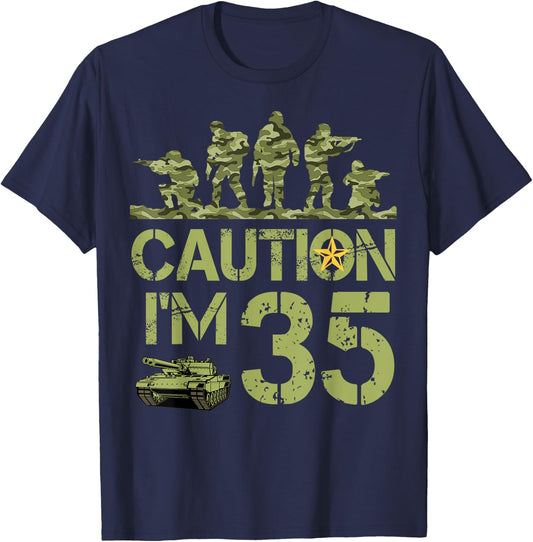 35th Birthday Military I'm 35 Year Old Camo 35 Birthday T-Shirt - T-Shirt | Navy