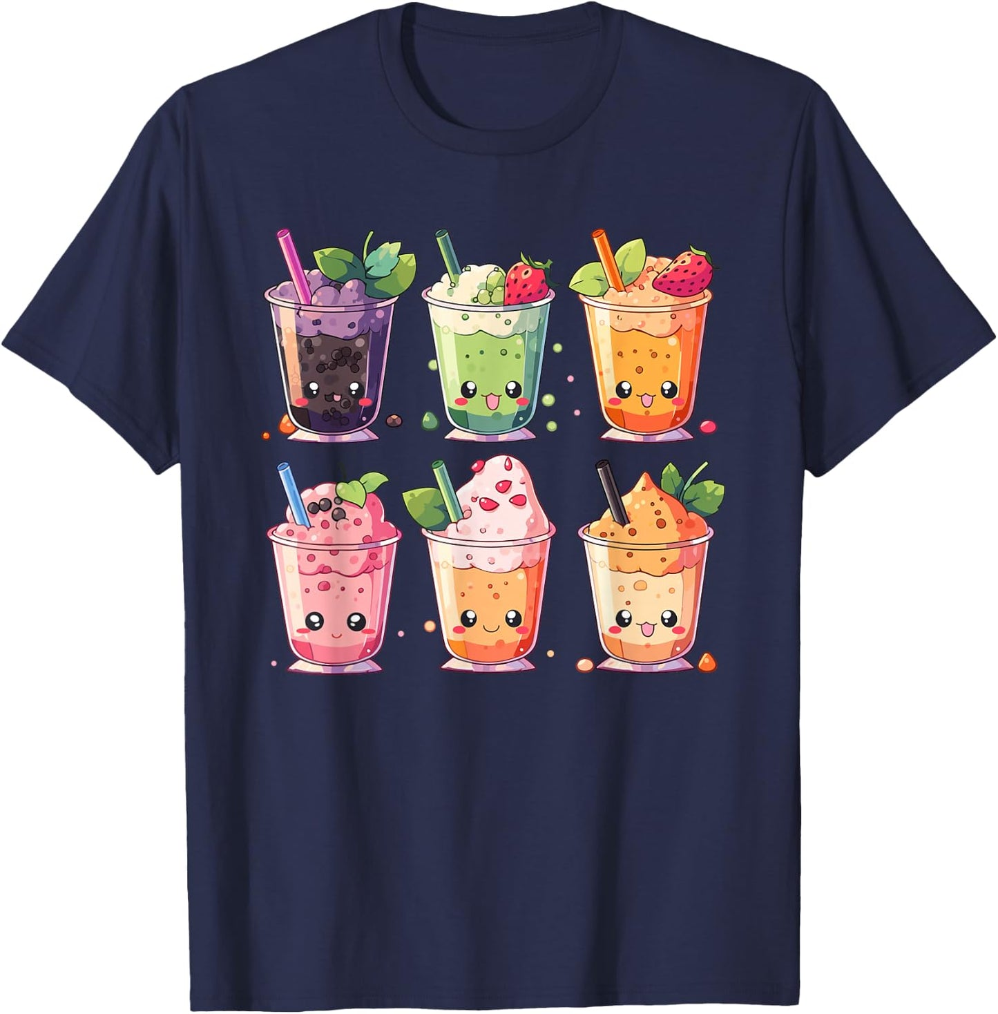 Cute Bubble Tea Boba Milk Tea Kawaii Anime Lover T-Shirt - T-Shirt | Navy