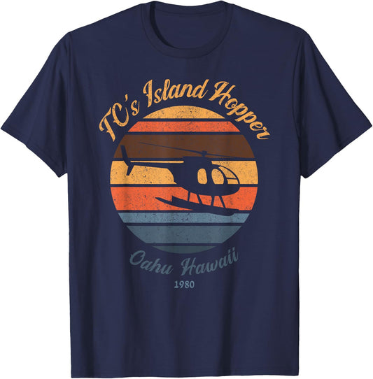 TC's Island hoppers Helicopter vintage sunset 80's worn T-Shirt - T-Shirt | Navy