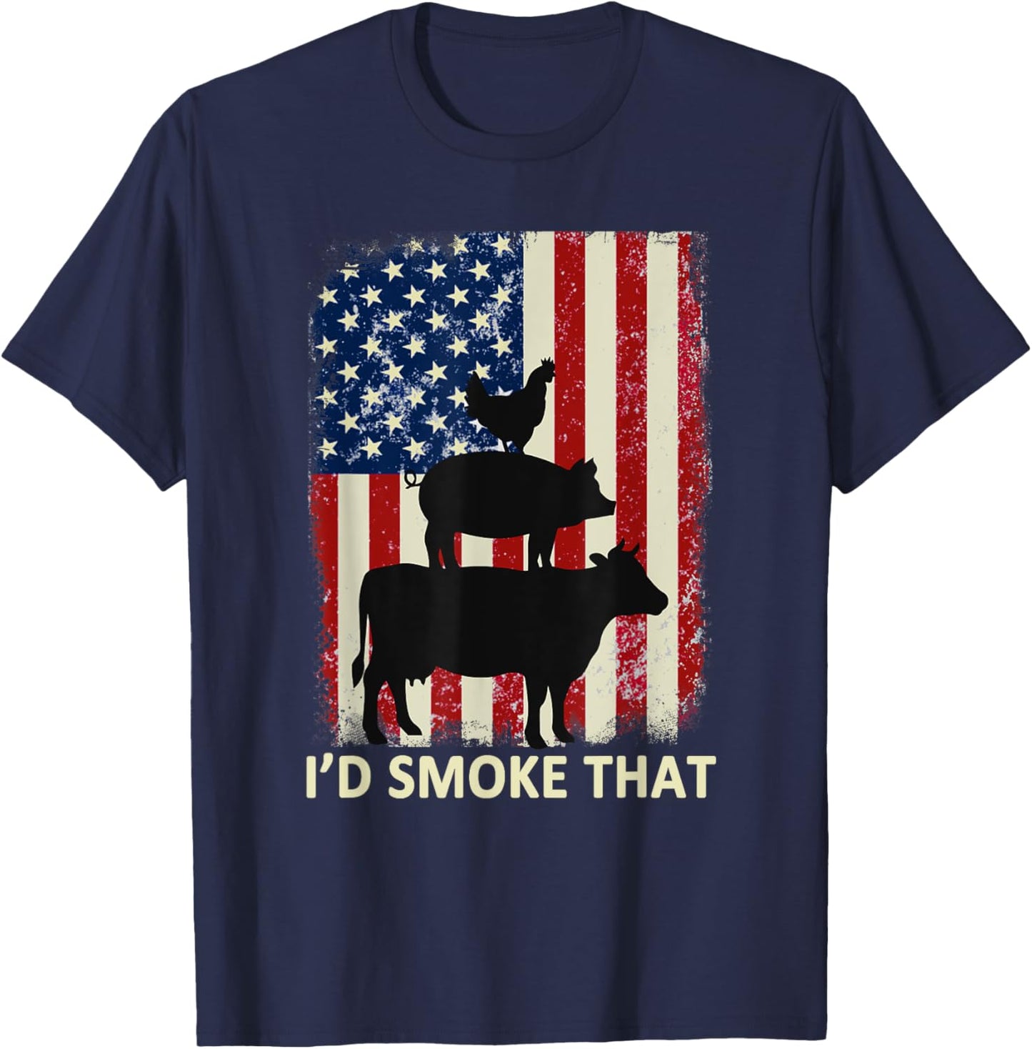 I'd Smoke That American Flag Funny BBQ Men T-Shirt - T-Shirt | Navy