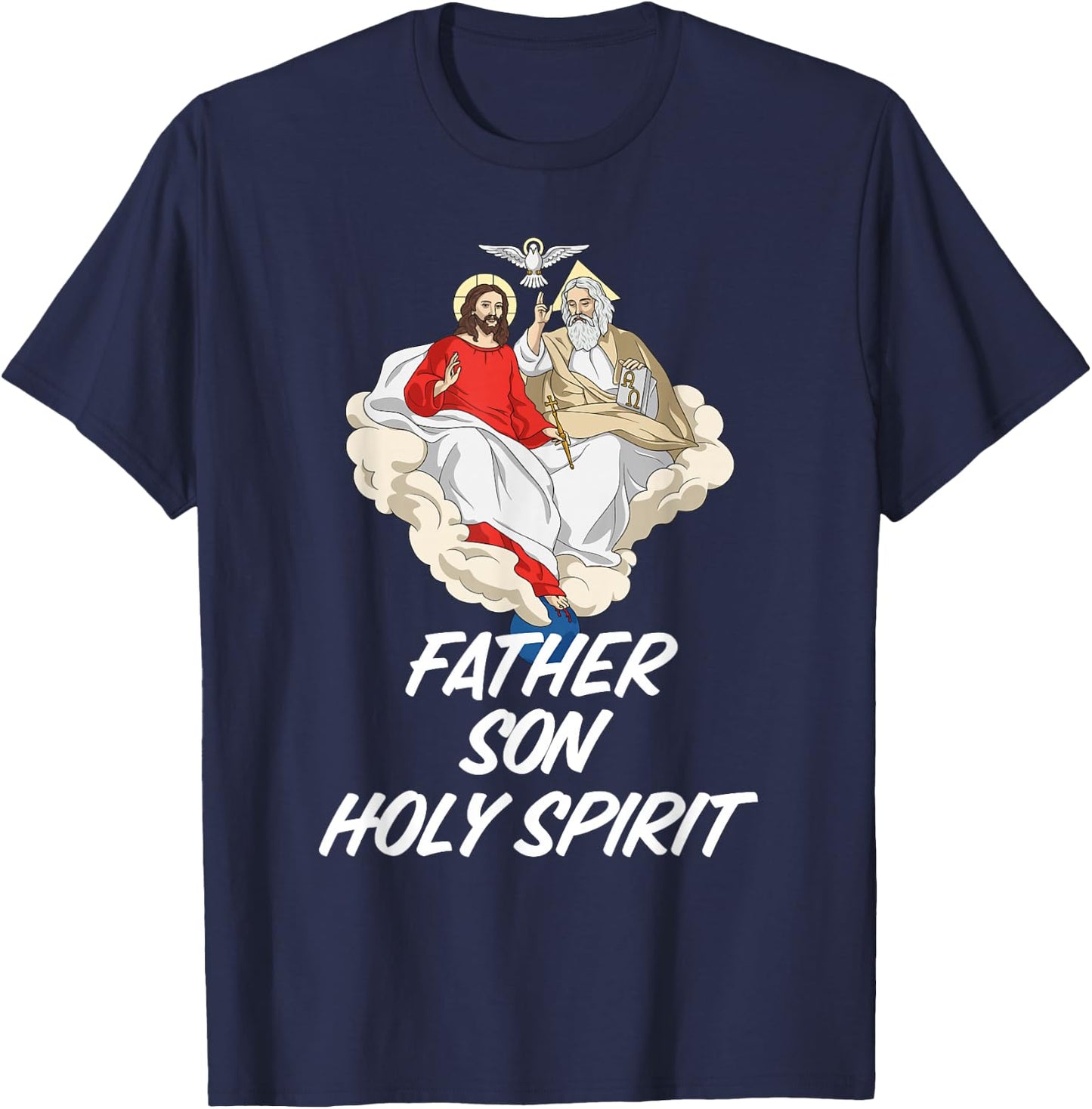 Holy Trinity Father Son and Holy Spirit Catholic T-Shirt - T-Shirt | Navy
