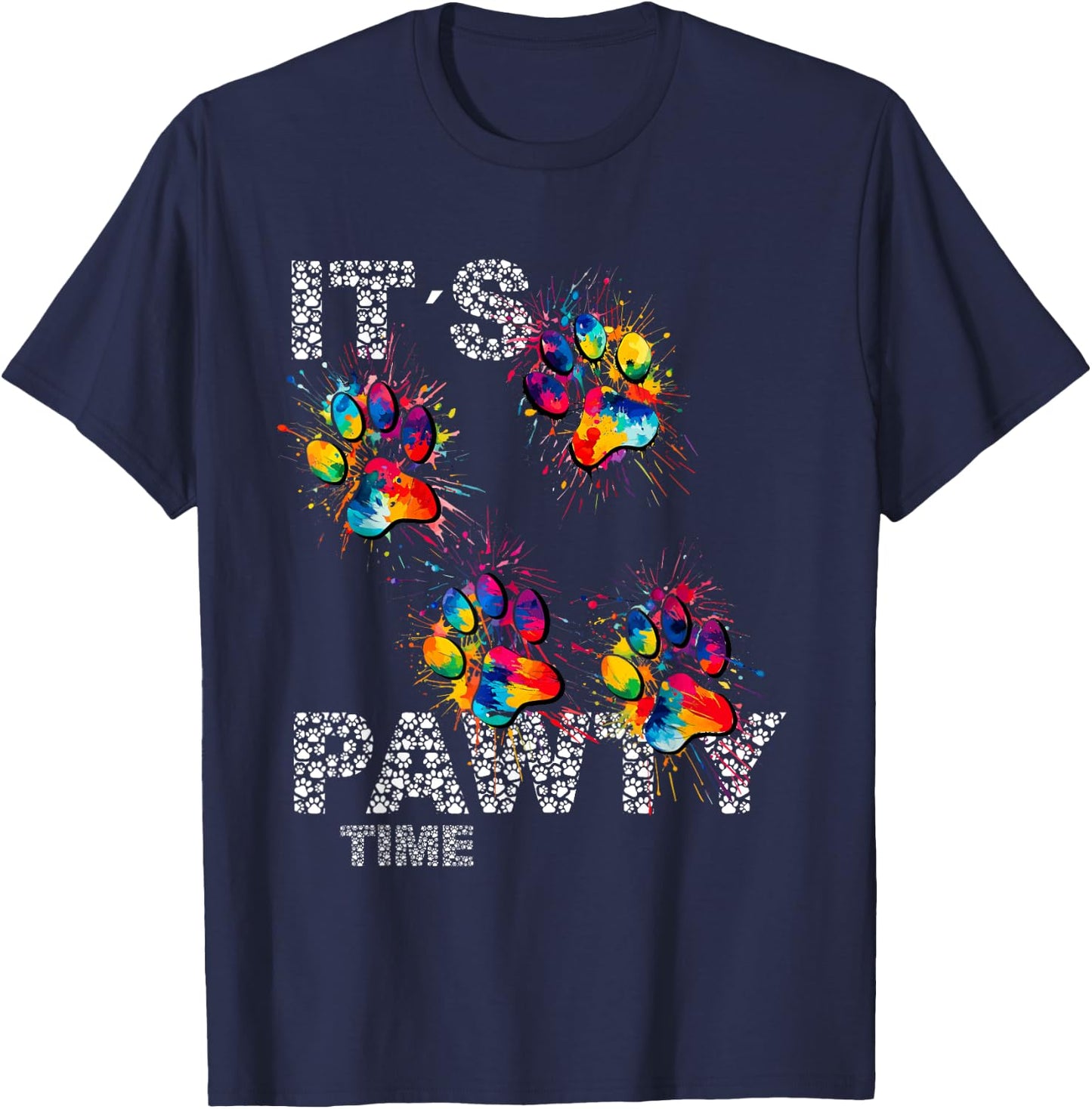 It´s Pawty Time Paws for animal lovers cute colorful Party T-Shirt - T-Shirt | Navy