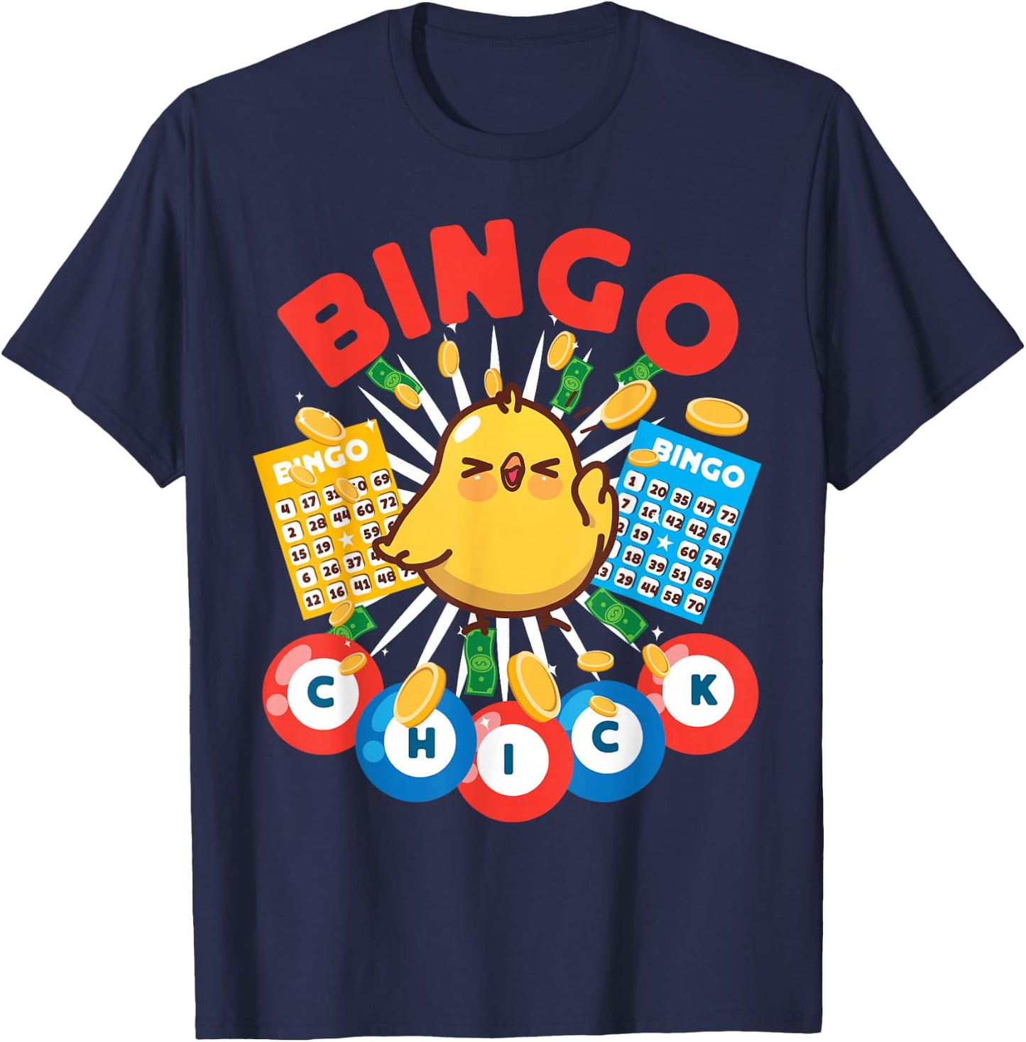 Bingo Player Chicken Girl Bingo Chick T-Shirt - T-Shirt | Navy