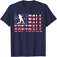 4th of July Softball American Flag Vintage Patriotic T-Shirt - T-Shirt | Navy