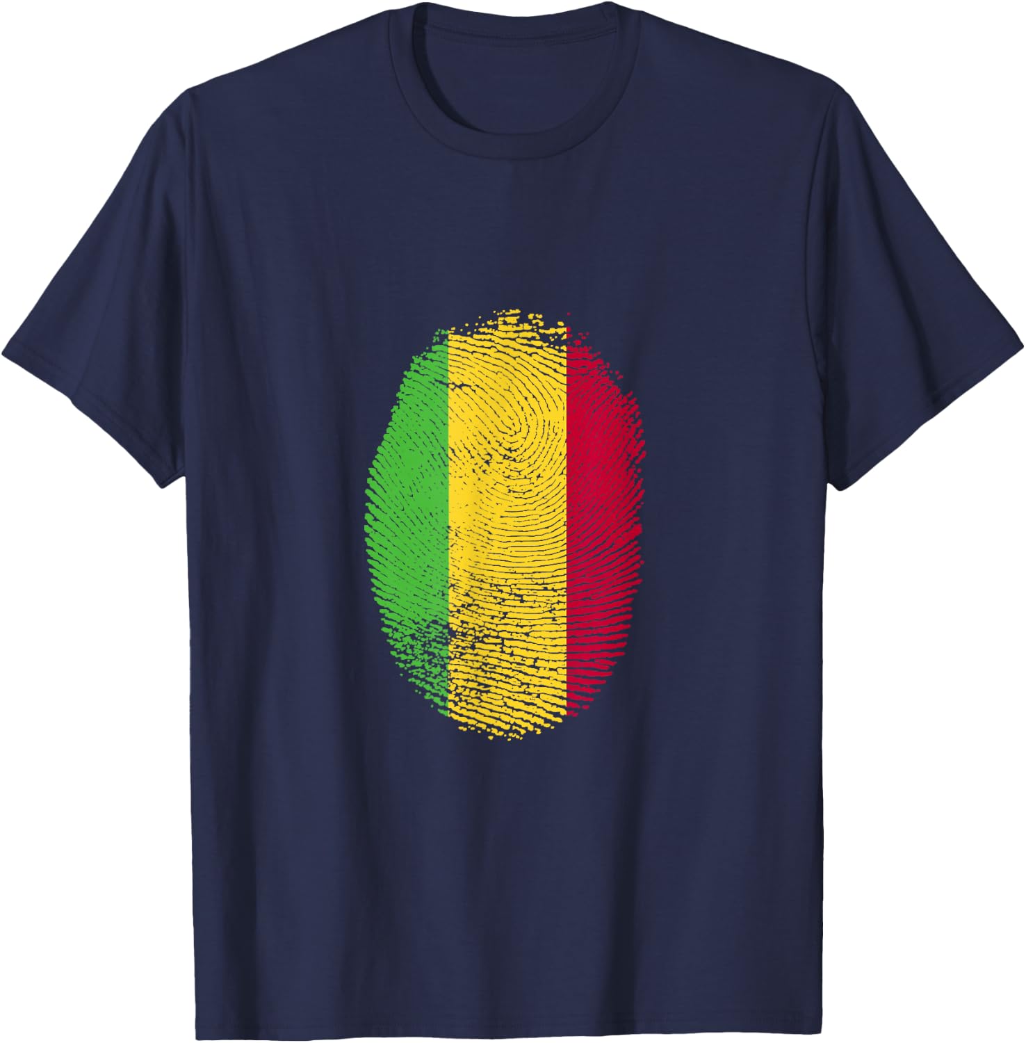 Mali Flag Fingerprint Proud Malians Men Women Kids DNA T-Shirt - T-Shirt | Navy
