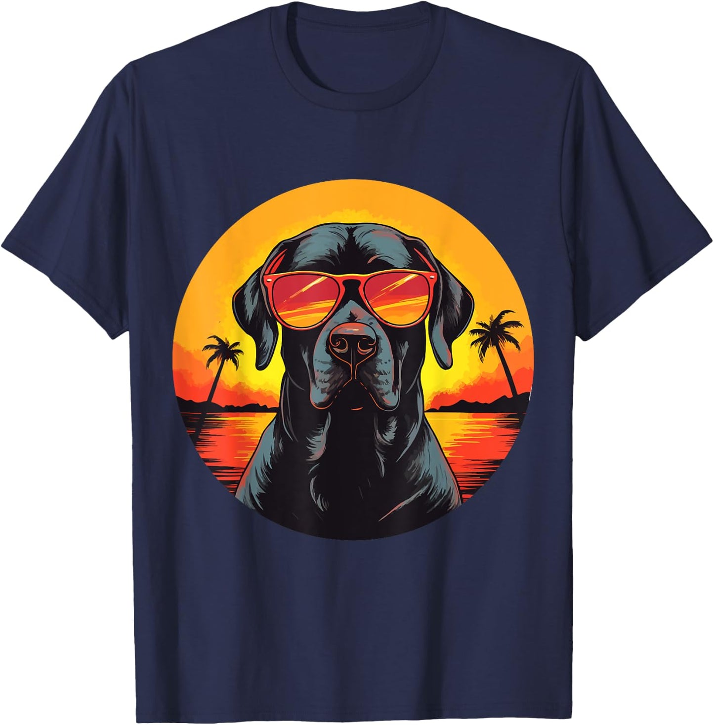 Labrador Retriever Lab Dog Breed Pet with Sunglasses T-Shirt - T-Shirt | Navy