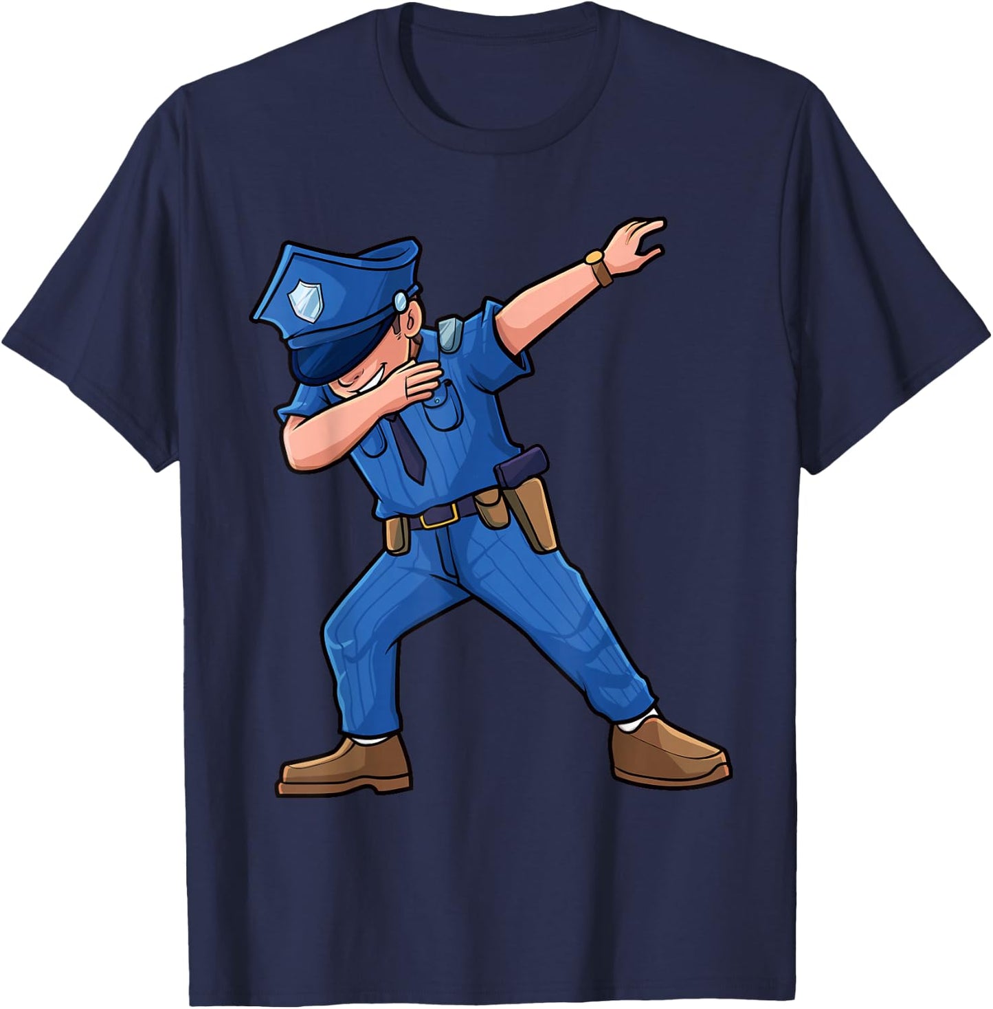 Cool Dabbing Law Enforcer Gift Shop Dabbing Policeman Police Officer Cop Costume Dance Kids Boys T-Shirt - T-Shirt | Navy