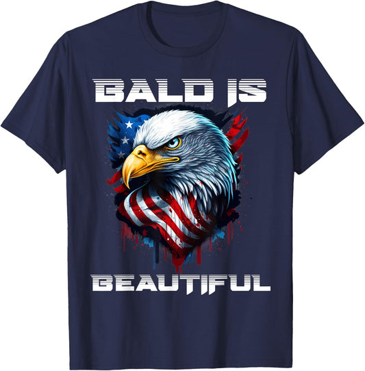 Bald Is Beautiful 4th of July Independence Day Bald Eagle T-Shirt - T-Shirt | Navy