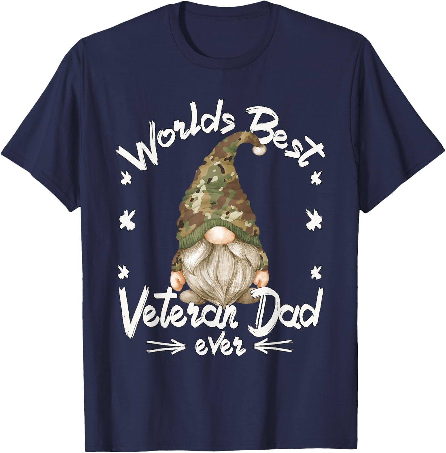 Proud Army Veteran Grandpa Gnome For Funny Veteran Dad T-Shirt - T-Shirt | Navy