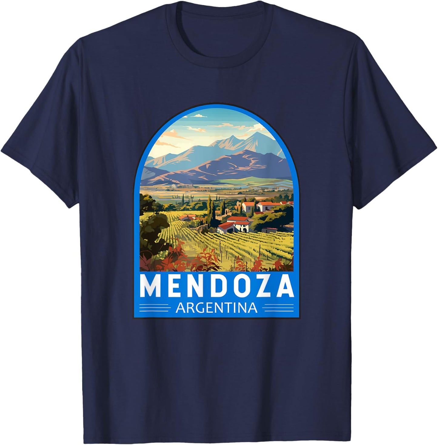 Mendoza Argentina Retro Emblem Vintage T-Shirt - T-Shirt | Navy