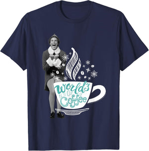 Elf Movie World's Best Cup of Coffee T-Shirt - T-Shirt | Navy