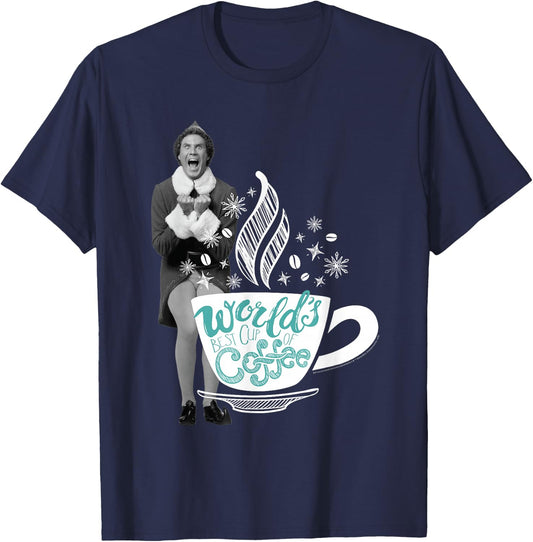 Elf Movie World's Best Cup of Coffee T-Shirt - T-Shirt | Navy