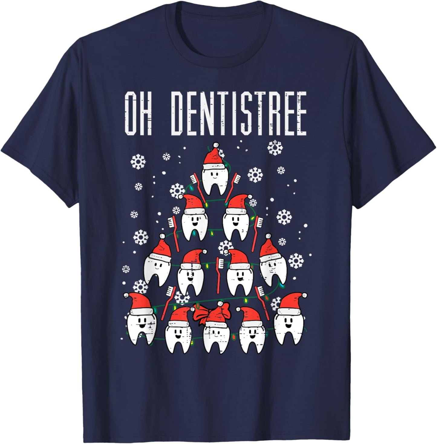 Oh Dentistree Christmas Tree Teeth Dentistry Dental Dentist T-Shirt - T-Shirt | Navy