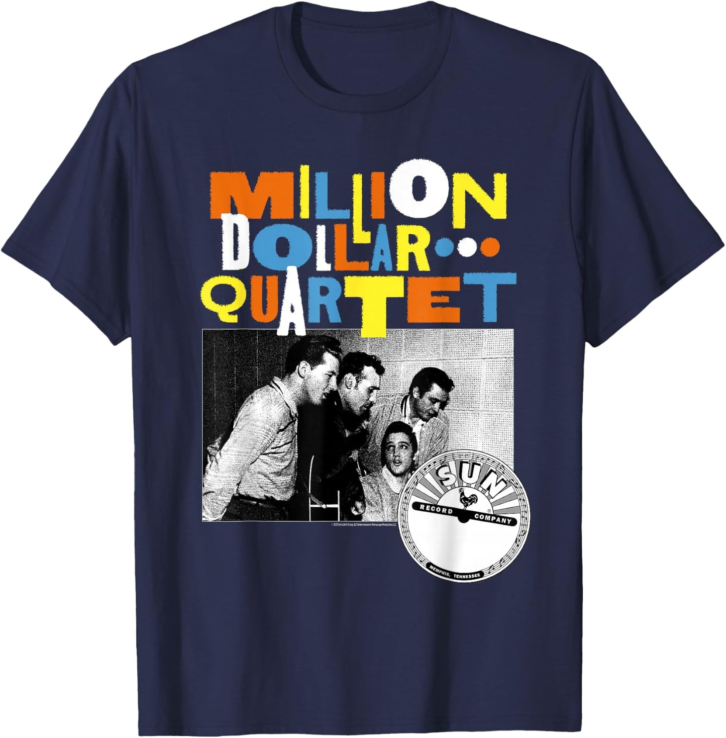 Million Dollar Quartet Multicolor Logo Black and White Photo T-Shirt - T-Shirt | Navy