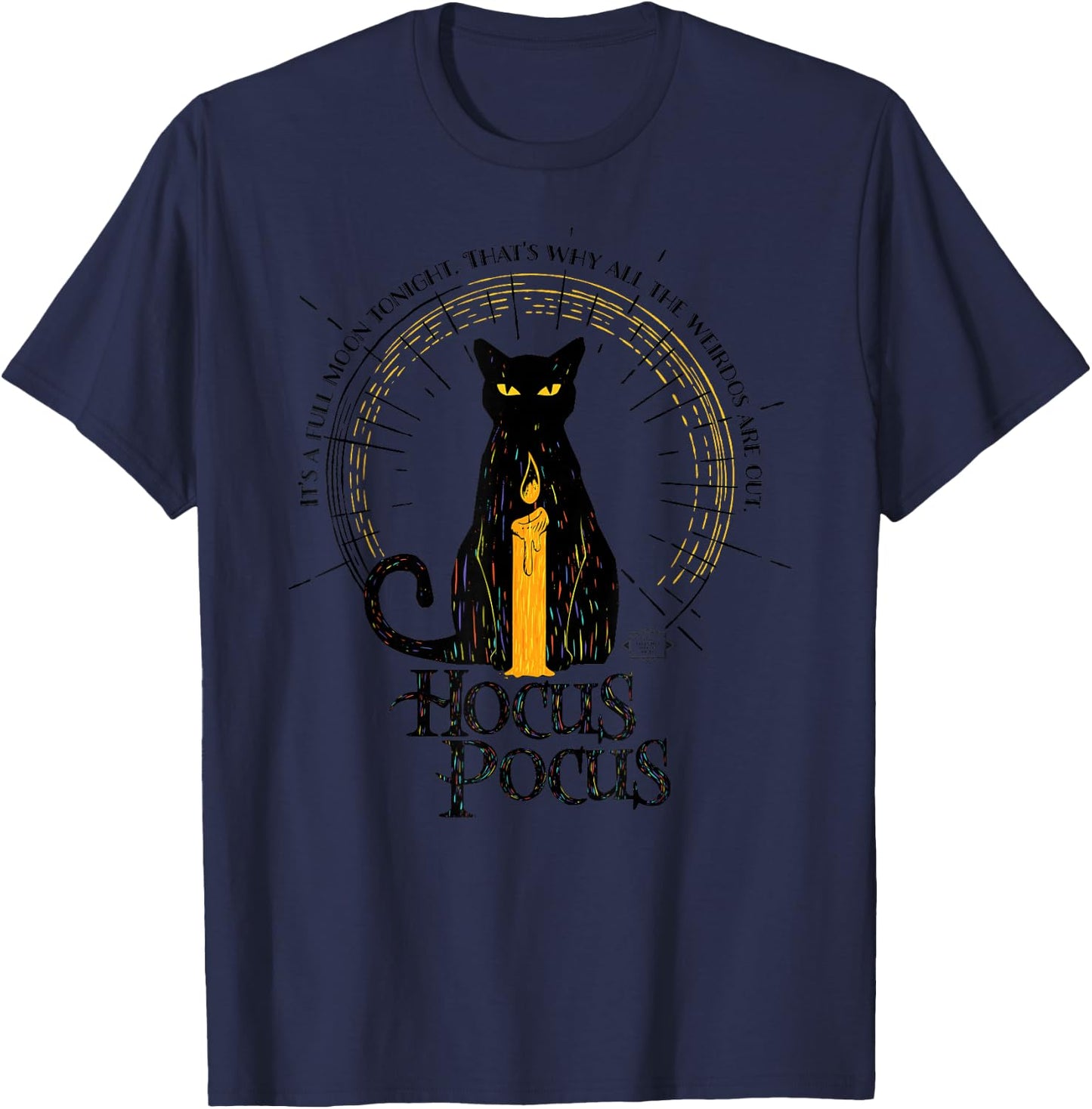 Disney Hocus Pocus Binx with Black Flame Candle Full Moon T-Shirt - T-Shirt | Navy