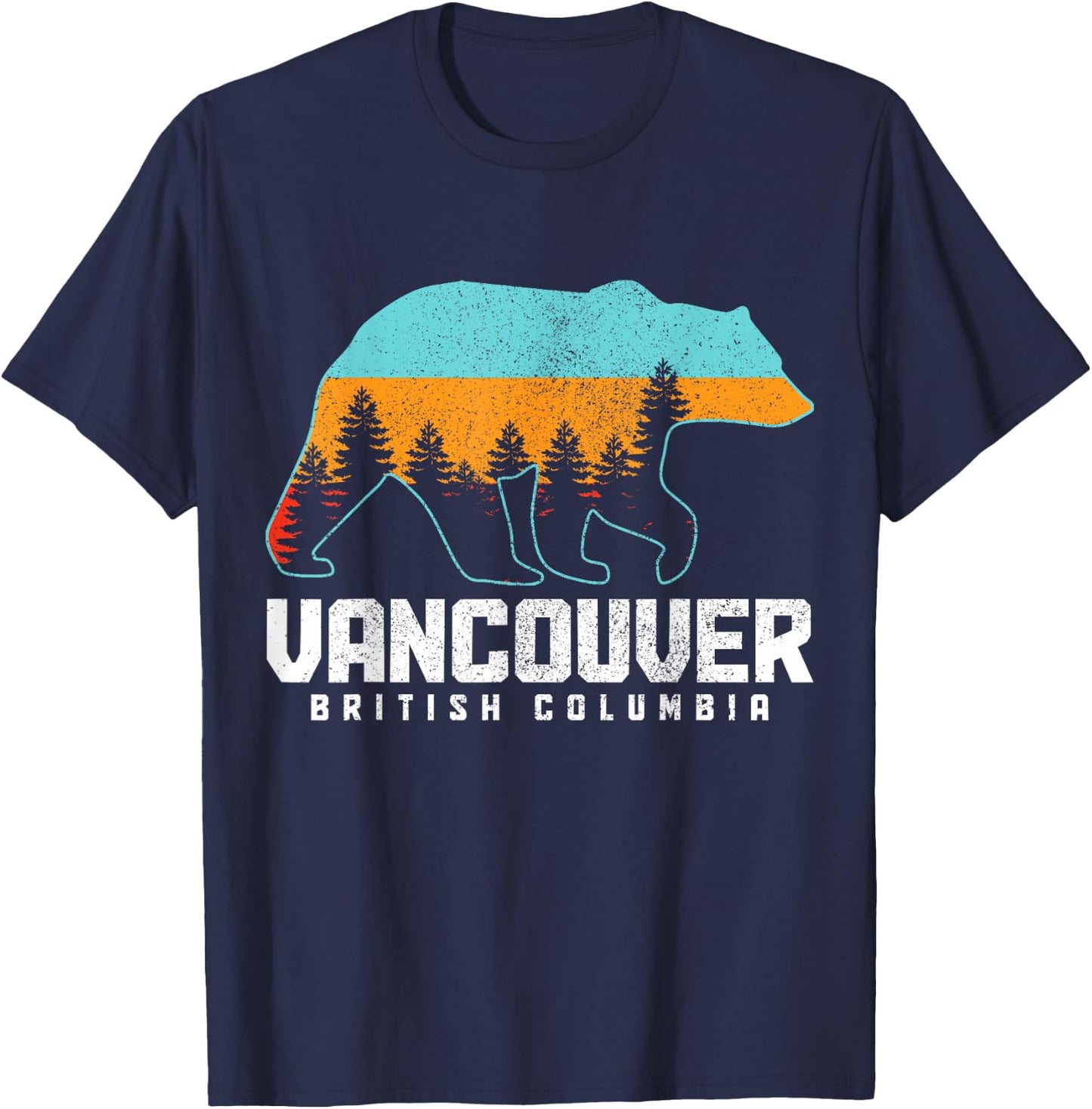 Vancouver BC British Columbia Canada Bear Pride Vintage T-Shirt - T-Shirt | Navy