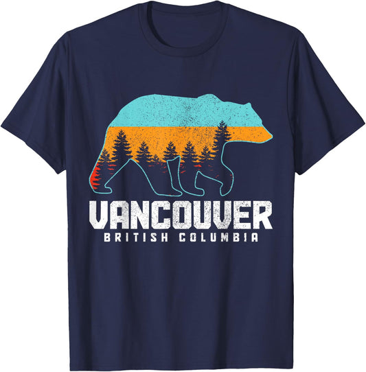 Vancouver BC British Columbia Canada Bear Pride Vintage T-Shirt - T-Shirt | Navy