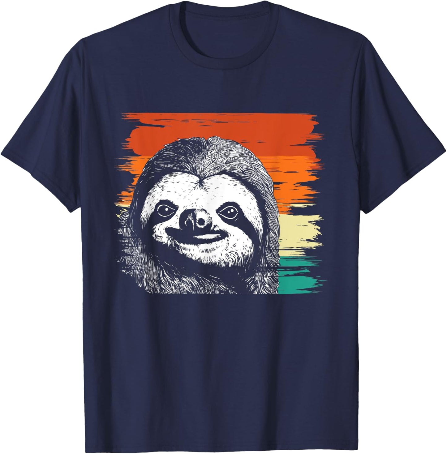 Retro Vintage Sloth Portrait - Animal Nature Lover Zookeeper T-Shirt - T-Shirt | Navy