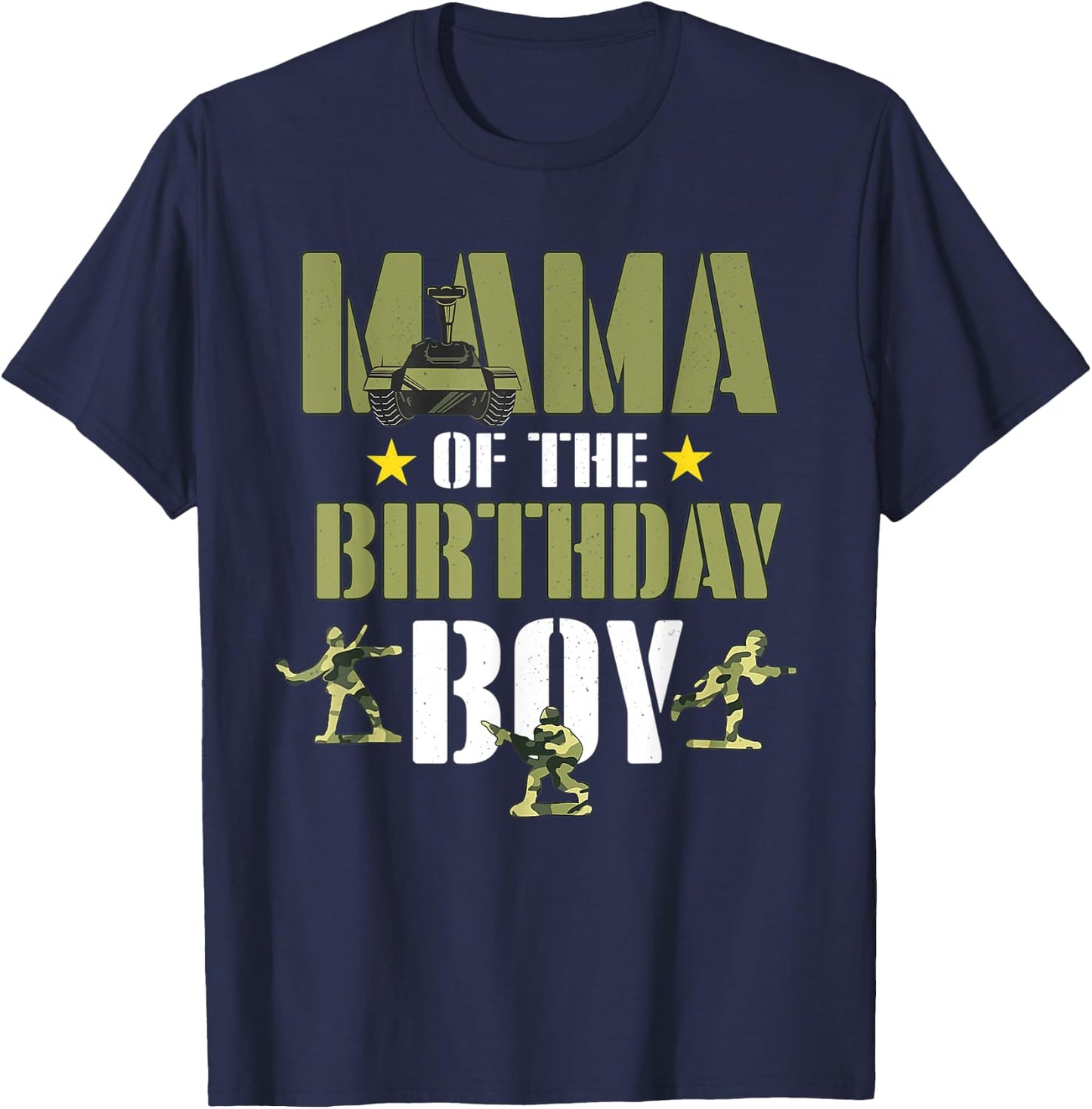 Mama of The Birthday Boy Shirt Army Camouflage Mommy Mom 1st T-Shirt - T-Shirt | Navy