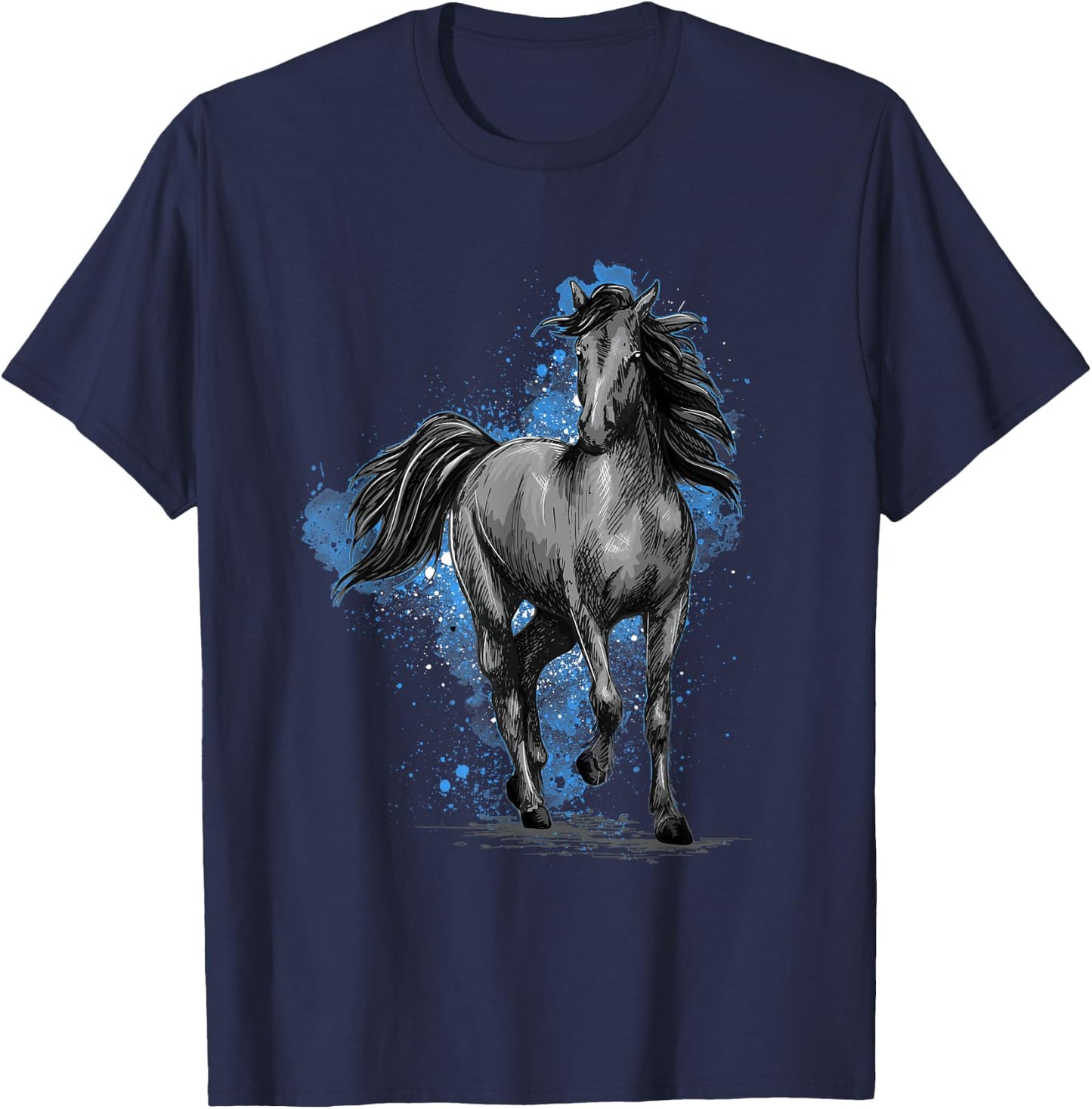 Black Horse - Horses Animal Lover Equestrian Horseback Rider T-Shirt - T-Shirt | Navy
