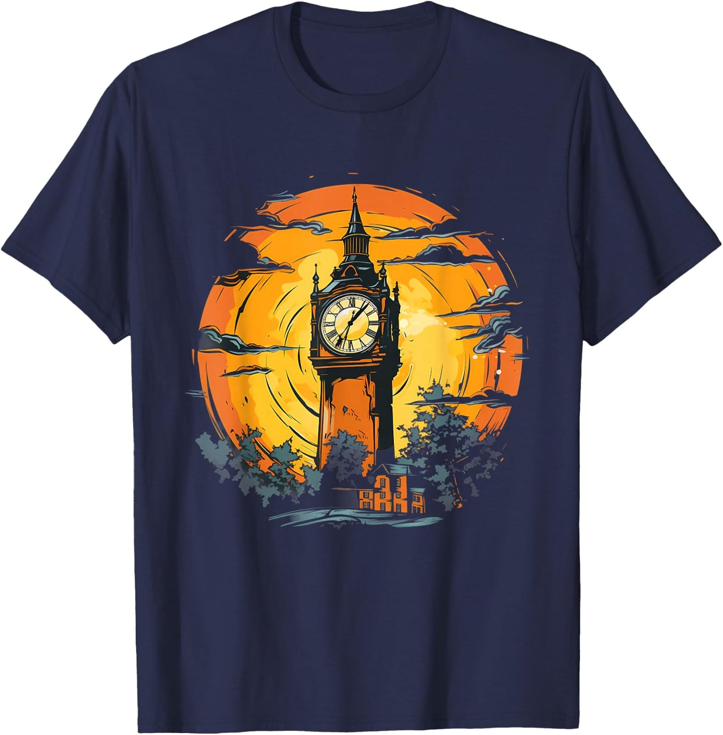Retro Style Great Clock Tower T-Shirt - T-Shirt | Navy