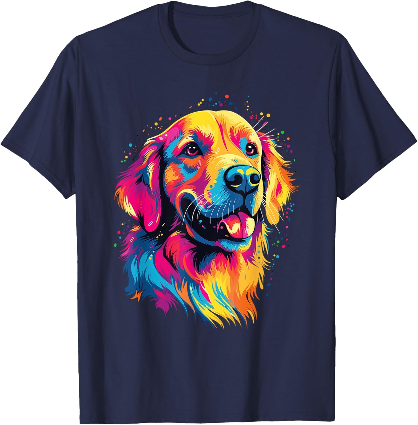 Watercolor Colorful Golden Retriever Dog Women Kids T-Shirt - T-Shirt | Navy