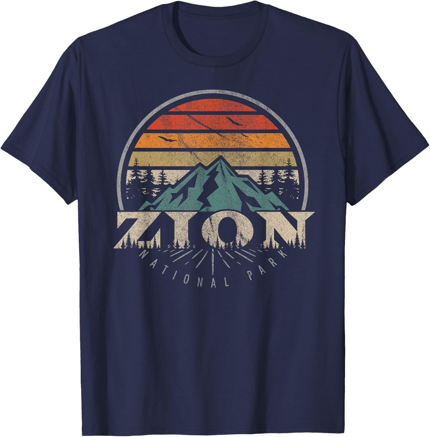US Zion National Park Shirts & More Retro Zion National Park US Vintage Zion - Men's Black Short Sleeve - Small - Hiking & Camping Adventure Gift T-Shirt - T-Shirt | Navy