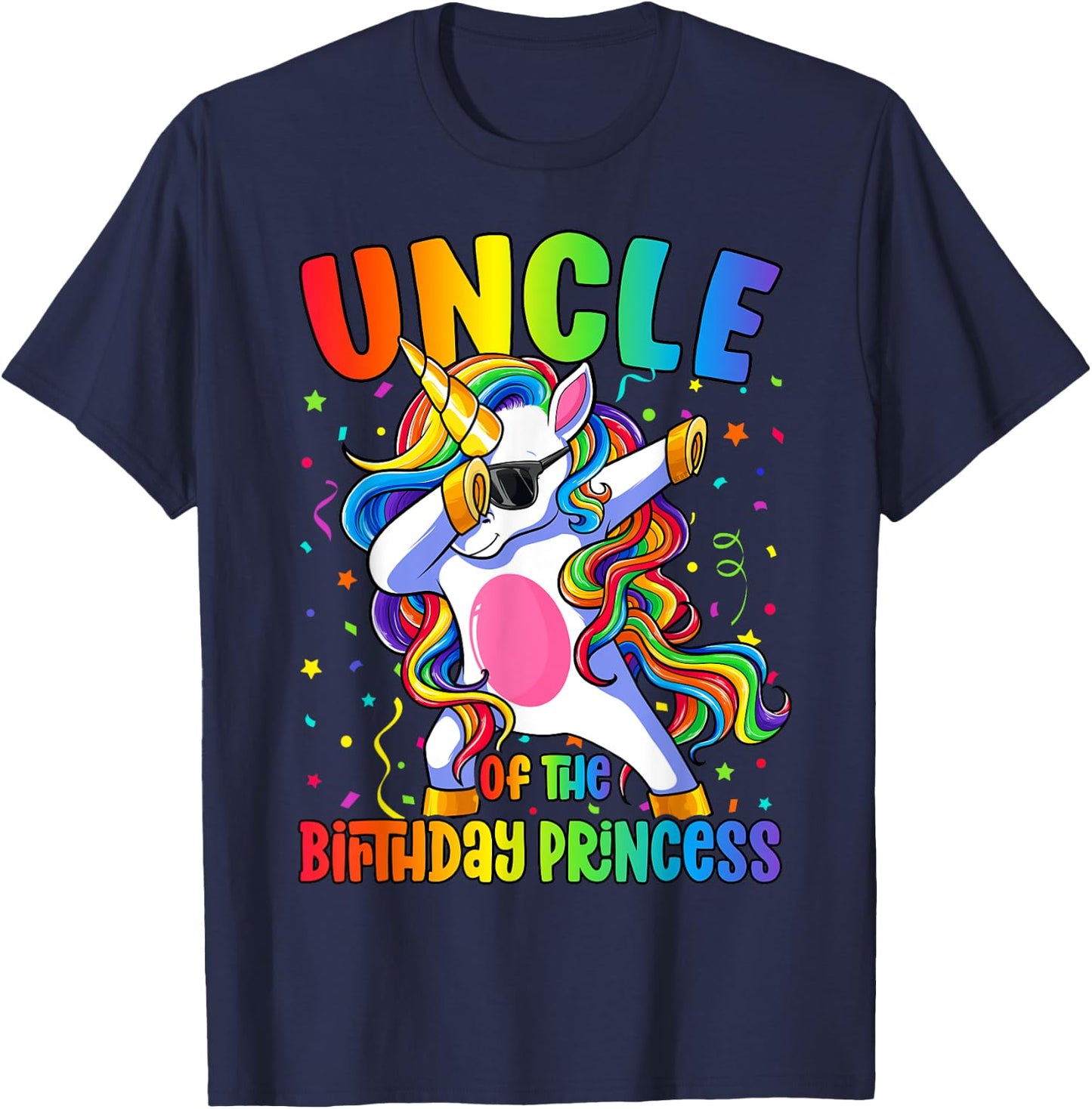 Uncle of the Birthday Princess Girl Dabbing Unicorn T-Shirt - T-Shirt | Navy