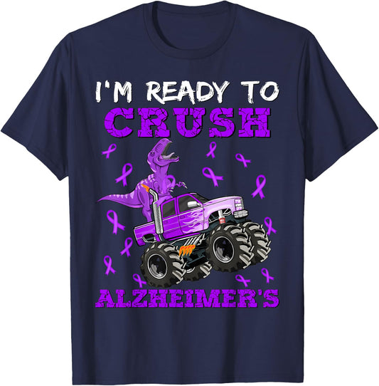 I'm Ready To Crush Alzheimer's Dinosaur Truck Boys Toddler T-Shirt - T-Shirt | Navy